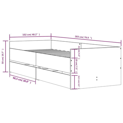Bed Frame with Drawers without Mattress Sonoma Oak 100x200 cm