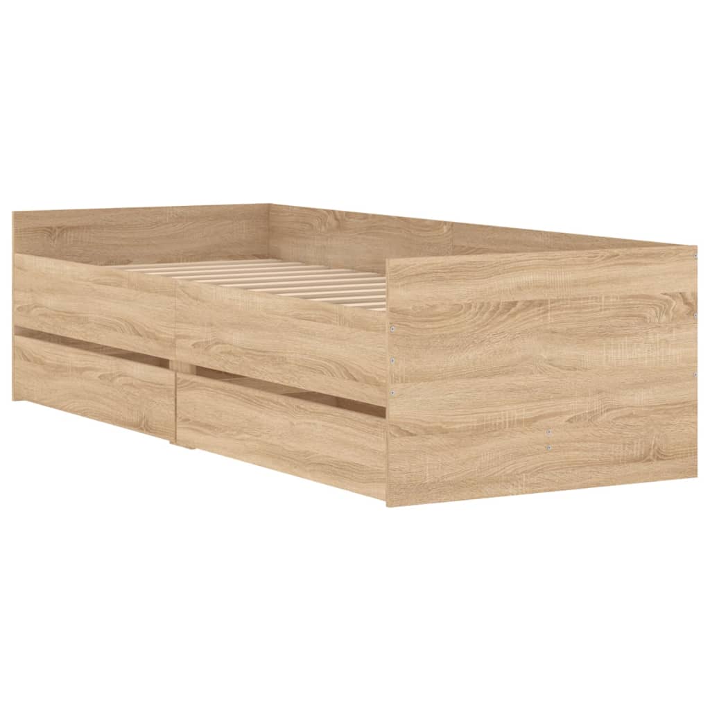 Bed Frame with Drawers without Mattress Sonoma Oak 90x200 cm
