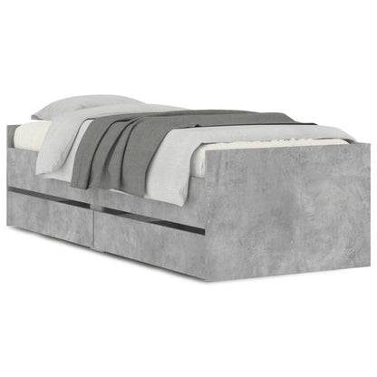 Bed Frame with Drawers without Mattress Concrete Grey 90x200 cm