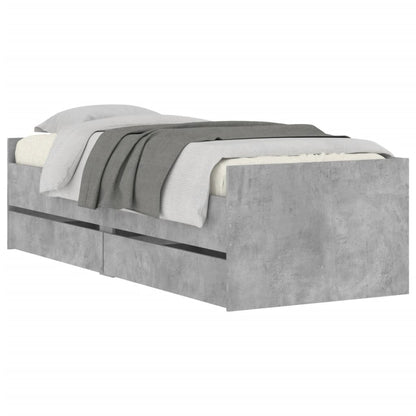 Bed Frame with Drawers without Mattress Concrete Grey 90x200 cm