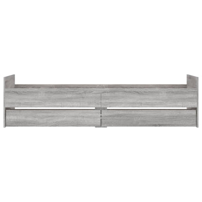 Bed Frame with Drawers without Mattress Grey Sonoma 100x200 cm