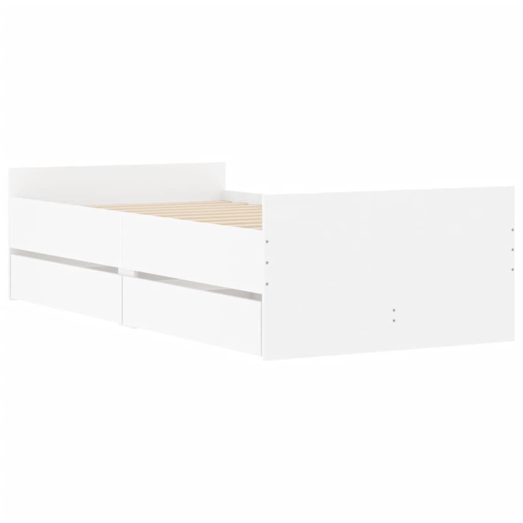 Bed Frame with Drawers without Mattress White 90x200 cm