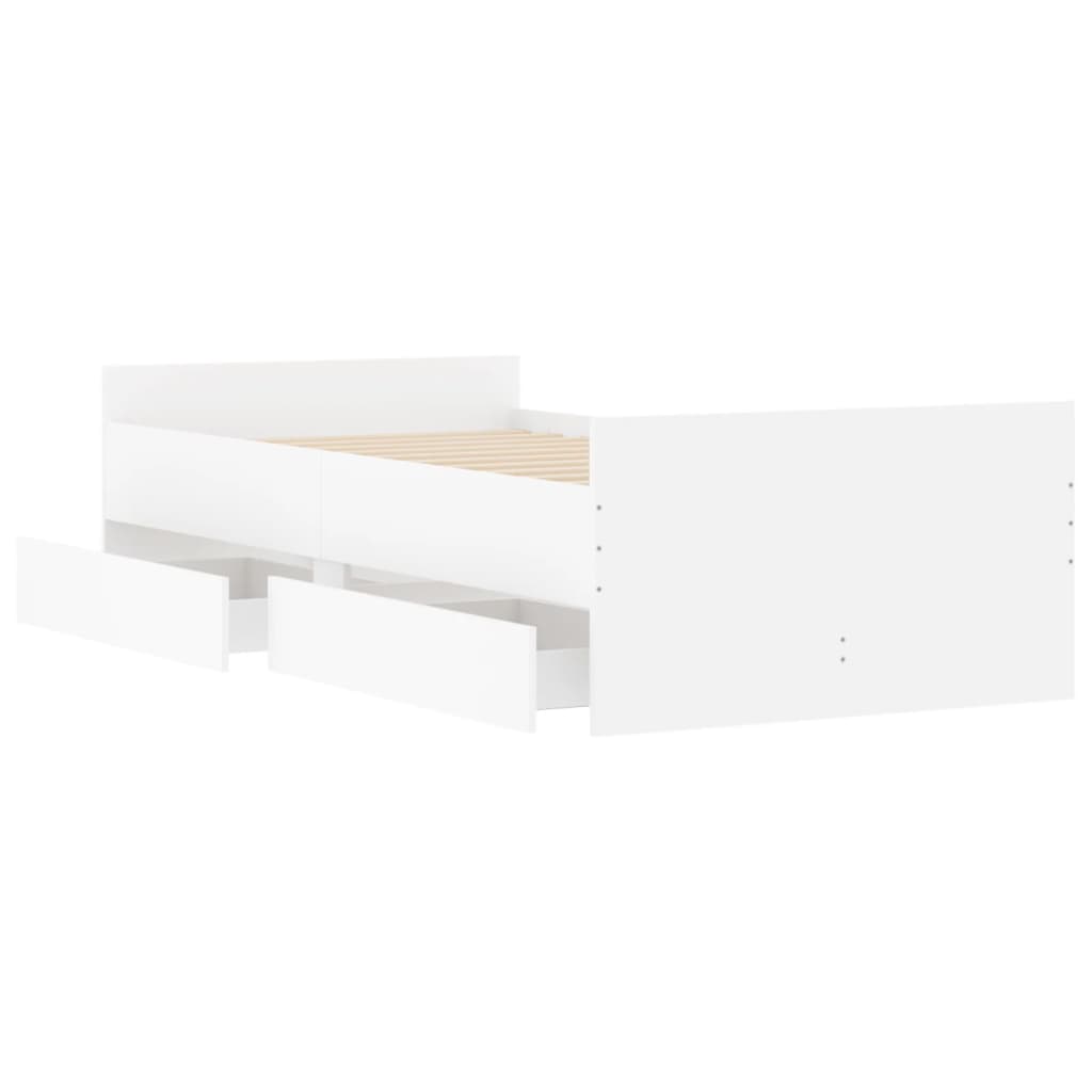 Bed Frame with Drawers without Mattress White 90x200 cm