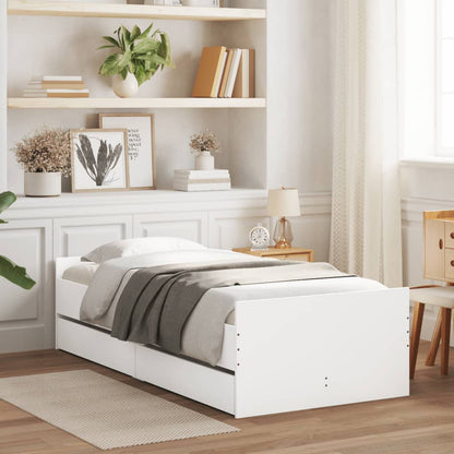 Bed Frame with Drawers without Mattress White 90x200 cm