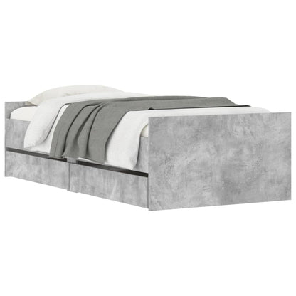 Bed Frame with Drawers without Mattress Concrete Grey 90x200 cm