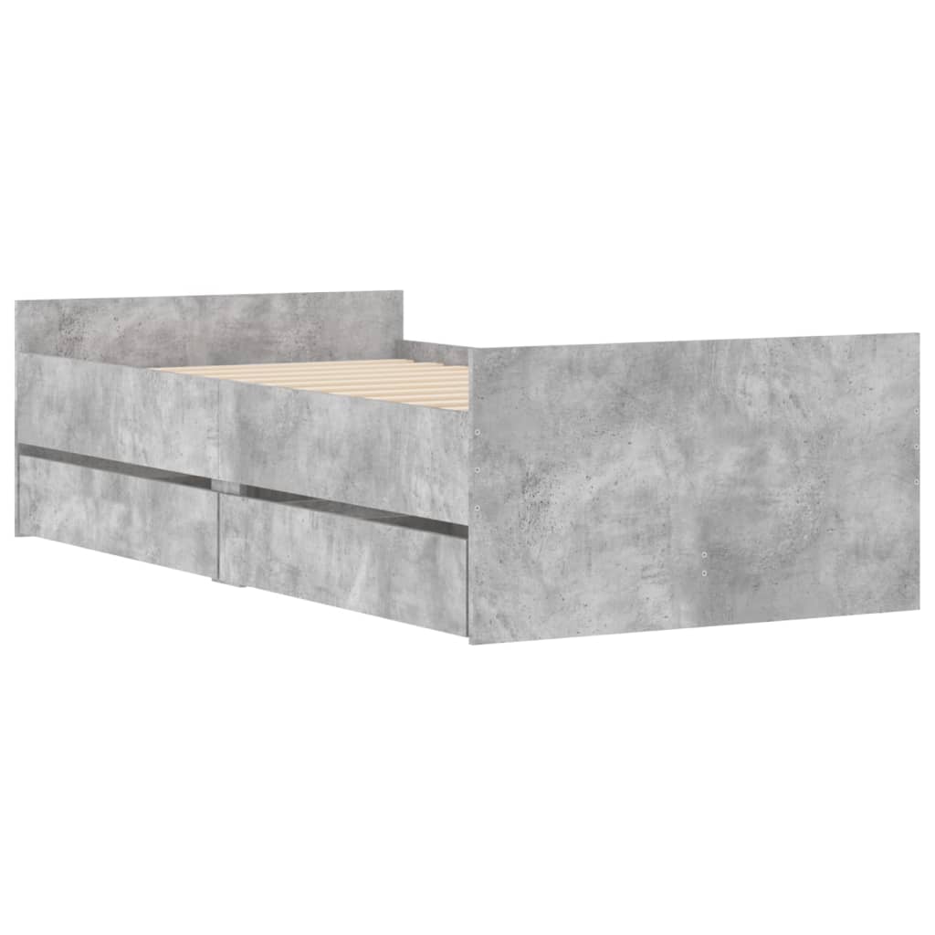 Bed Frame with Drawers without Mattress Concrete Grey 90x200 cm