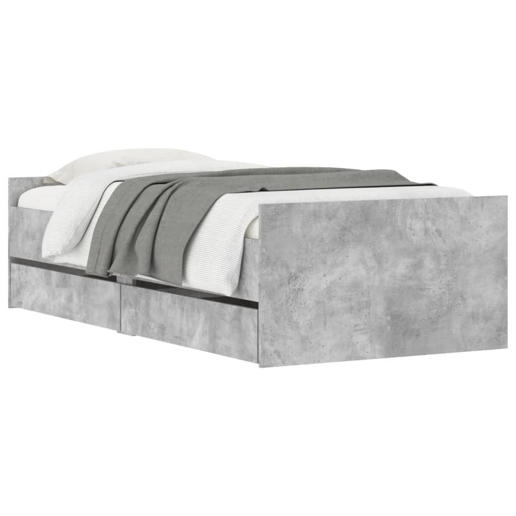 Bed Frame without Mattress Concrete Grey 75x190 cm Small Single Small Single