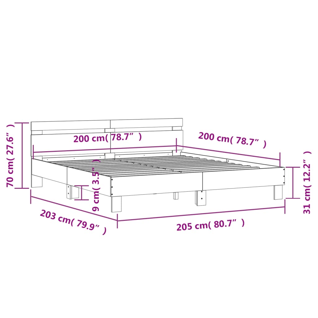 Bed Frame without Mattress Sonoma Oak 200x200 cm
