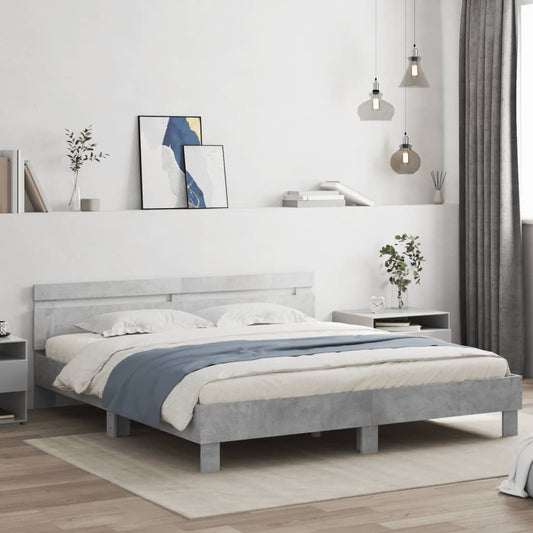 Bed Frame without Mattress Concrete Grey 200x200 cm