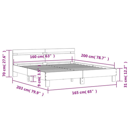 Bed Frame without Mattress Grey Sonoma 160x200 cm