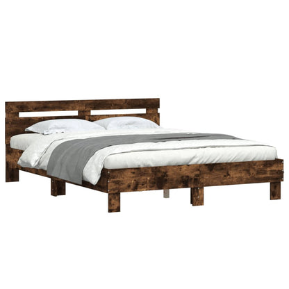 Bed Frame without Mattress Smoked Oak 150x200 cm King Size