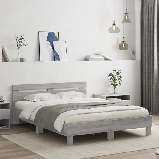 Bed Frame without Mattress Grey Sonoma 140x200 cm
