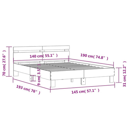 Bed Frame without Mattress White 140x190 cm