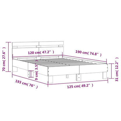 Bed Frame without Mattress Concrete Grey 120x190 cm Small Double