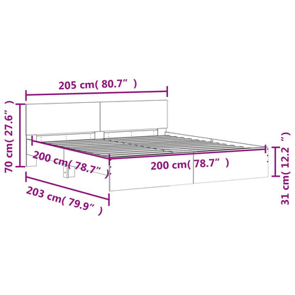 Bed Frame without Mattress Brown Oak 200x200 cm