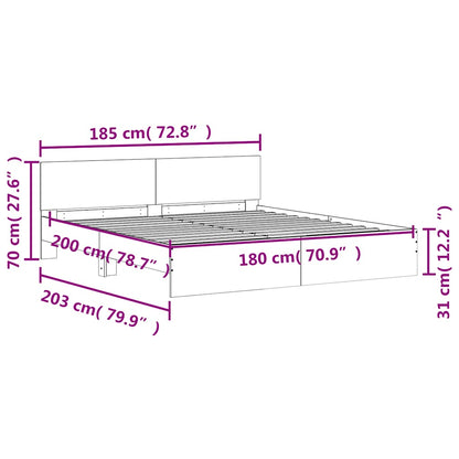 Bed Frame without Mattress Sonoma Oak 180x200 cm Super King