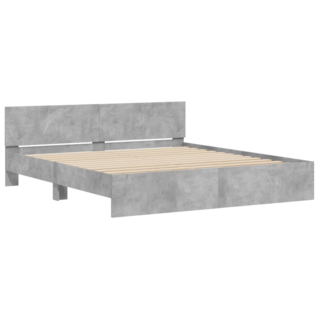Bed Frame without Mattress Concrete Grey 180x200 cm Super King