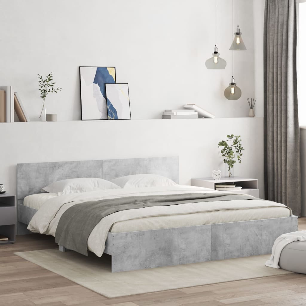 Bed Frame without Mattress Concrete Grey 180x200 cm Super King