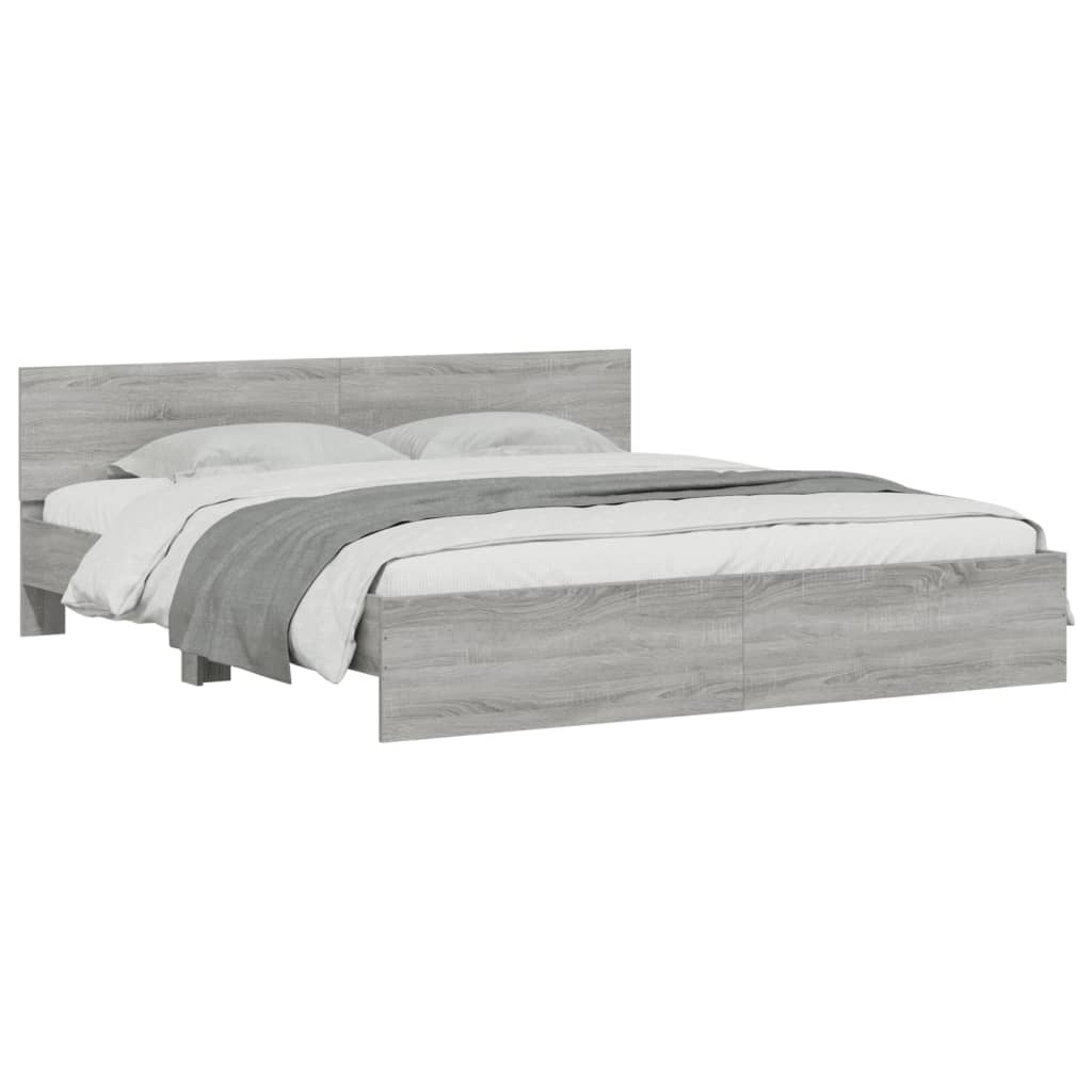 Bed Frame without Mattress Grey Sonoma 180x200 cm Super King