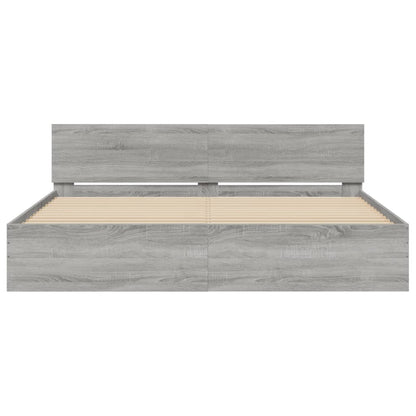 Bed Frame without Mattress Grey Sonoma 180x200 cm Super King