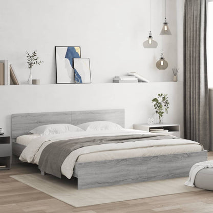 Bed Frame without Mattress Grey Sonoma 180x200 cm Super King