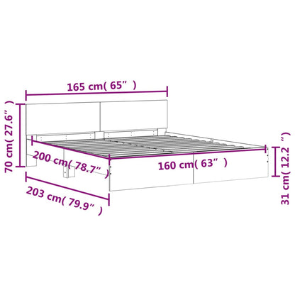 Bed Frame without Mattress White 160x200 cm