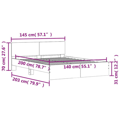 Bed Frame without Mattress Sonoma Oak 140x200 cm