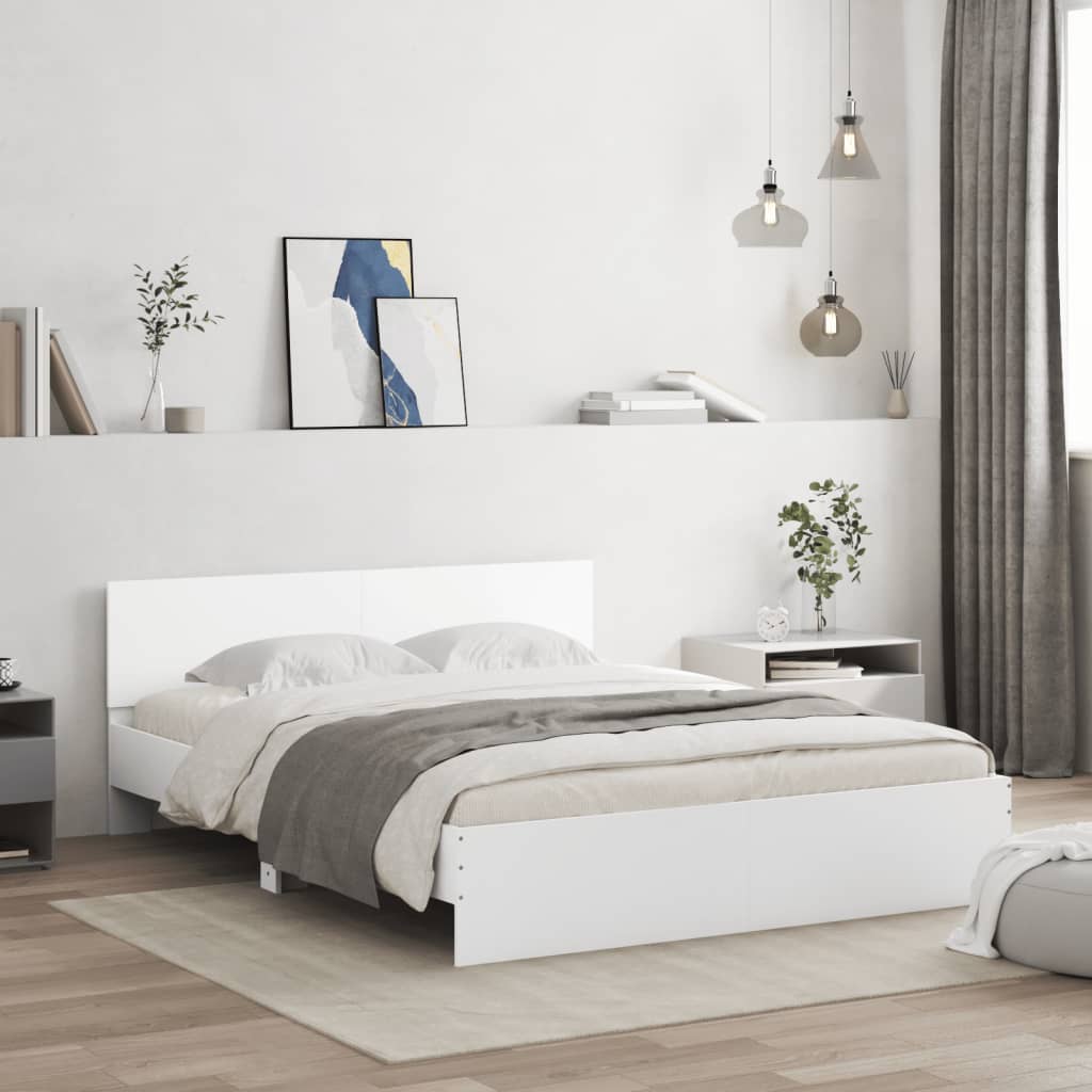 Bed Frame without Mattress White 140x190 cm