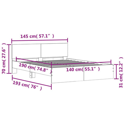 Bed Frame without Mattress Concrete Grey 140x190 cm