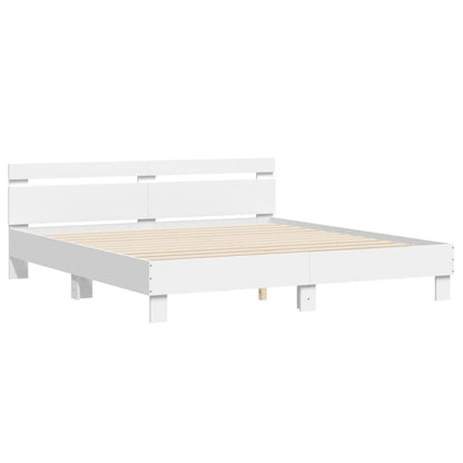 Bed Frame with LED without Mattress White 200x200 cm