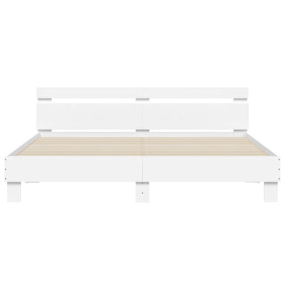 Bed Frame with LED without Mattress White 200x200 cm