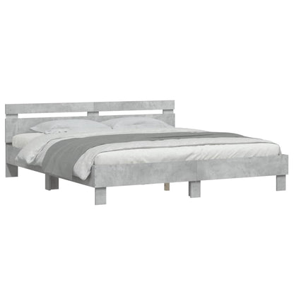 Bed Frame with LED without Mattress Concrete Grey 200x200 cm