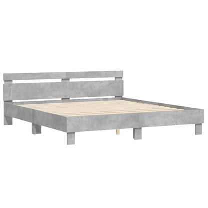 Bed Frame with LED without Mattress Concrete Grey 200x200 cm