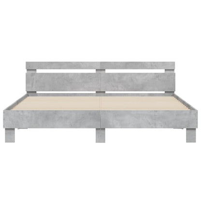 Bed Frame with LED without Mattress Concrete Grey 200x200 cm