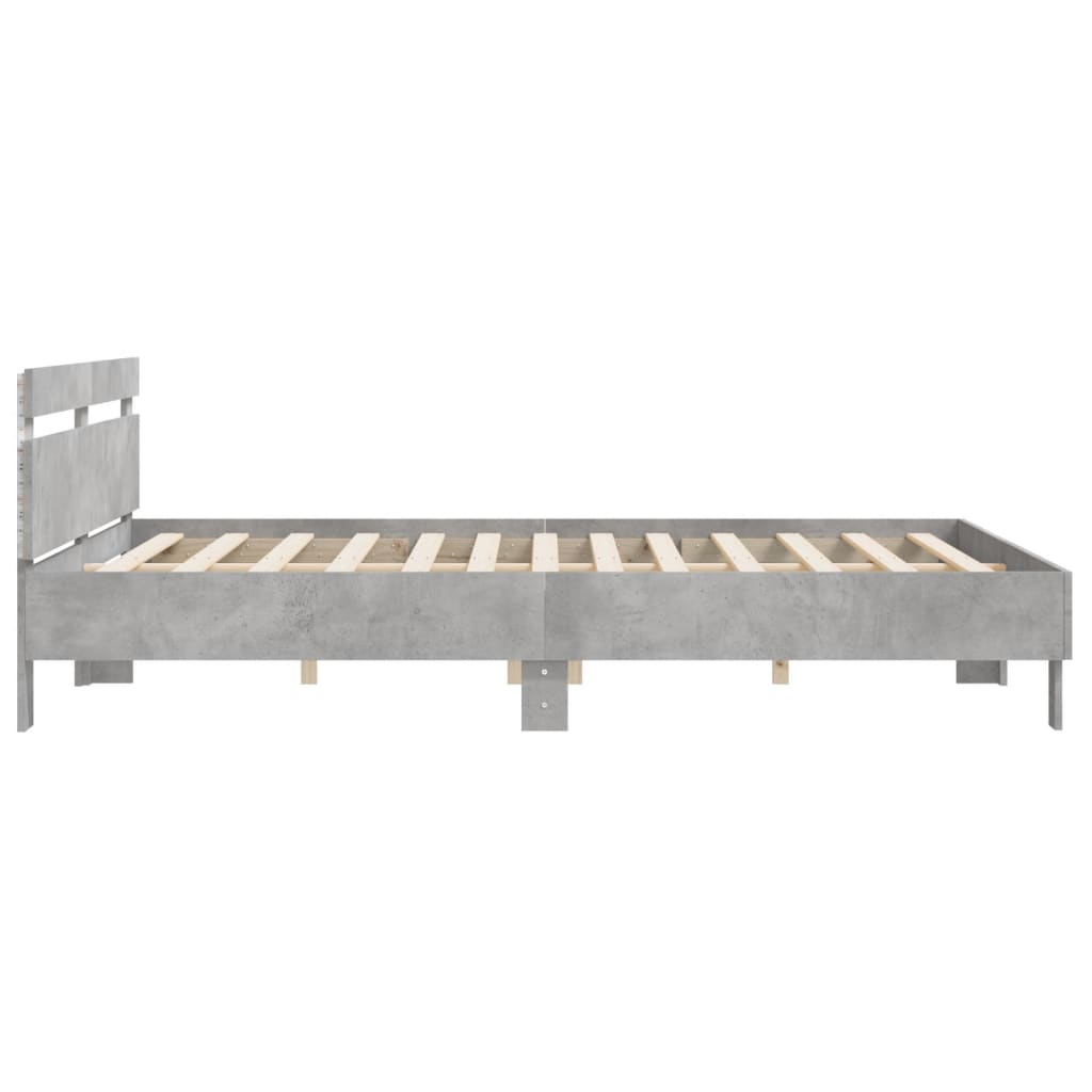 Bed Frame with LED without Mattress Concrete Grey 200x200 cm