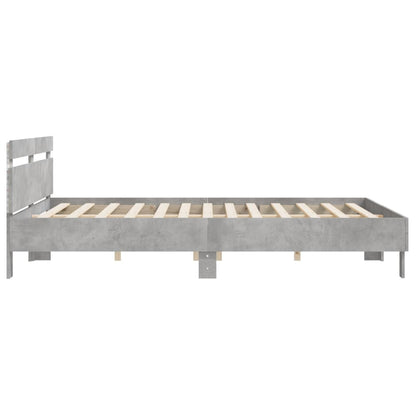 Bed Frame with LED without Mattress Concrete Grey 200x200 cm