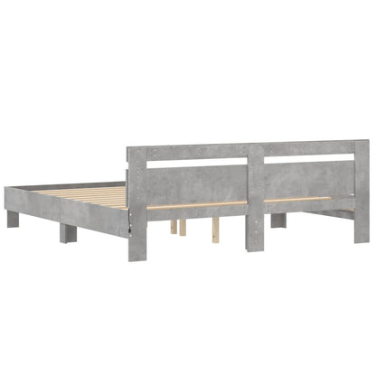 Bed Frame with LED without Mattress Concrete Grey 200x200 cm