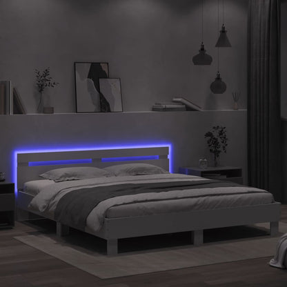 Bed Frame with LED without Mattress White 180x200 cm Super King