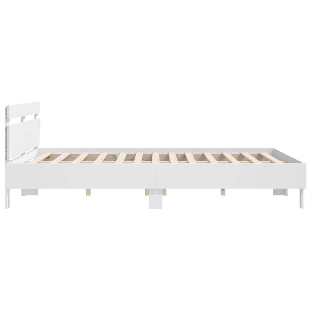 Bed Frame with LED without Mattress White 180x200 cm Super King
