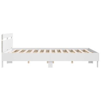 Bed Frame with LED without Mattress White 180x200 cm Super King