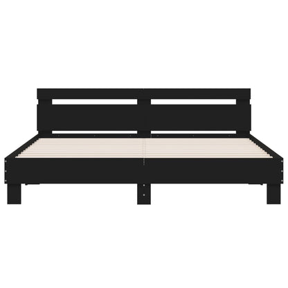 Bed Frame with LED without Mattress Black 180x200 cm Super King