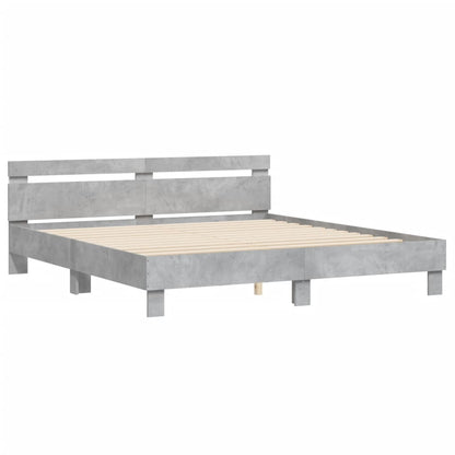Bed Frame with LED without Mattress Concrete Grey 180x200 cm Super King