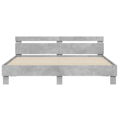 Bed Frame with LED without Mattress Concrete Grey 180x200 cm Super King