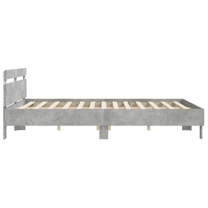Bed Frame with LED without Mattress Concrete Grey 180x200 cm Super King