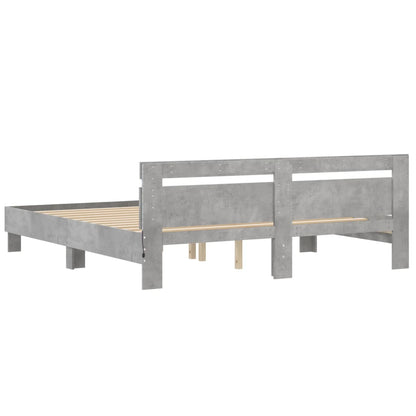 Bed Frame with LED without Mattress Concrete Grey 180x200 cm Super King