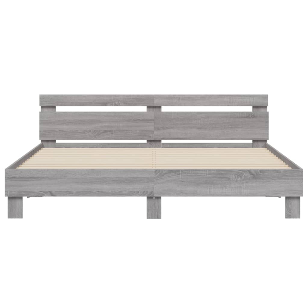 Bed Frame with LED without Mattress Grey Sonoma 180x200 cm Super King