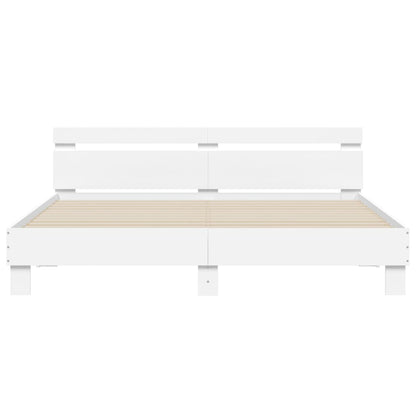 Bed Frame with LED without Mattress White 160x200 cm