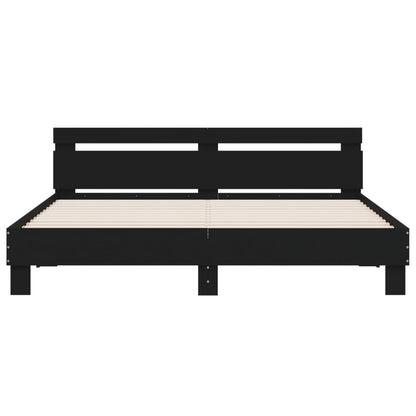 Bed Frame with LED without Mattress Black 160x200 cm