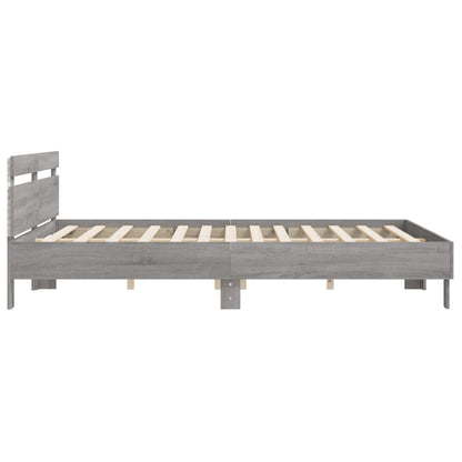 Bed Frame with LED without Mattress Grey Sonoma 160x200 cm