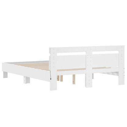 Bed Frame with LED without Mattress White 150x200 cm King Size